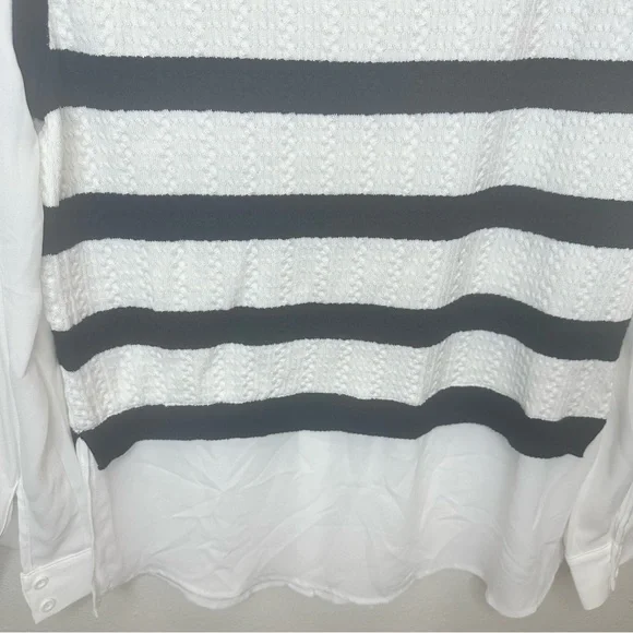 Adrianna Papell V-Neck Twofer Navy Blue & White Sweater Size XSmall - Picture 6 of 11